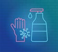 Neon 2019 ncov outbreak pandemic, hand sanitizer dispenser, wash hand