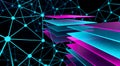 Neon Neural Network Visualization with Geometric Shapes Royalty Free Stock Photo