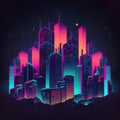 Neon Night City Illustration. Royalty Free Stock Photo