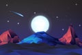 Neon Nights mountain landscape with fullmon,vector,illustration