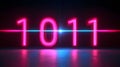 Neon Number 1011 3D Render Royalty Free Stock Photo