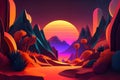 Neon Oasis Vibrant 3D-Rendered Abstract Landscape with Bold Neon Colors and Glowing Geometric Shapes