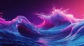 Neon ocean waves crashing with glowing digital effect Royalty Free Stock Photo