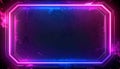 Neon Octagon Frame Glowing With Pink And Blue Light On Dark Background Royalty Free Stock Photo