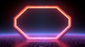 Neon Octagon Frame on Hexagon Floor Royalty Free Stock Photo
