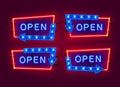 Neon open frame arrow set collection. template design element Royalty Free Stock Photo
