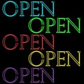 Neon open text set cursive style template vector Royalty Free Stock Photo