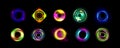 Neon optical halo flares with light glow vector