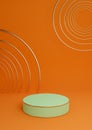 Neon orange, bright red 3D rendering minimal product display luxury cylinder podium or product