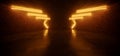 Neon Orange Laser Lights Brick Retro Sci Fi Futuristic Dark Realistic Underground Tunnel Grunge Concrete Corridor Hangar Garage 3D