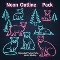 Neon Animals and Trees Outline Pack Royalty Free Stock Photo