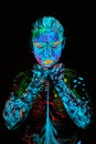 Neon paint creative glowing UV portrait