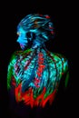 Neon paint creative glowing UV portrait