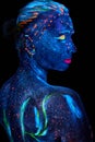 Neon paint creative glowing UV portrait