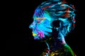 Neon paint creative glowing UV portrait