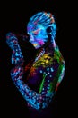 Neon paint creative glowing UV portrait