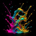 Neon Paint Splash AI-GENERATED Royalty Free Stock Photo