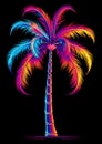 Neon palm tree motif 90s retro nostalgic frame Royalty Free Stock Photo
