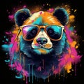 A neon panda with a retro flair, creating a playful and eye-catching design for a trendy shirt by AI generated