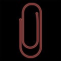 Neon paper clip red color vector illustration flat style image Royalty Free Stock Photo