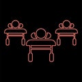 Neon patients on couches is lying hospital pandemic concept clinic epidemic red color vector illustration image flat style