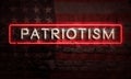 Neon Patriotism America Sign Flag USA Concept Art On Brick Wall