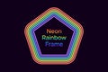 Neon pentagon frame in rainbow color