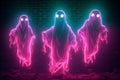 Neon phantoms Haunting apparitions illuminated by eerie, ethereal neon lights