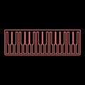 Neon pianino music keys ivory synthesizer red color vector illustration image flat style