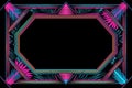 a neon pink and blue frame with a tropical design on a black background Royalty Free Stock Photo