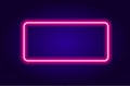 Neon pink frame. Vector illustration bright rectangular frame glowing pink in the dark, with an empty space inside for text for a Royalty Free Stock Photo