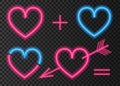 Neon pink heart with an arrow. Royalty Free Stock Photo