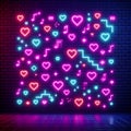 Neon pink heart flashes luminous patterns arcade sweetie Generative AI