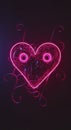 Neon pink heart with glowing eyes Royalty Free Stock Photo