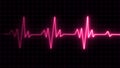 neon-pink heart and heartbeat lines. Amazing cool multicolored abstract background with a neon heartbeat display screen for