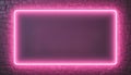 Neon pink rectangular glow against dark wall creating a vibrant signage frame. Royalty Free Stock Photo