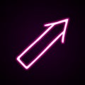 Neon pink wide straight arrow vector icon. Hand-drawn vector illustration of a pointer on a black background