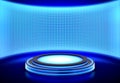 Neon podium, empty stage at LED video wall screen Royalty Free Stock Photo