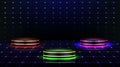 Neon podium. Empty stage in nightclub, dance floor Royalty Free Stock Photo