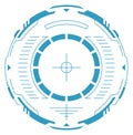 Neon pointer. Round crosshair frame for cyber game