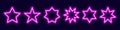 Neon polygonal stars. Purple pentagons and multibeam figures Royalty Free Stock Photo