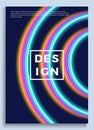 Neon poster, retro design, 80s Sci-Fi pattern, Futuristic Background. Flyer template. Shapes, motion, abstract, geometric vector Royalty Free Stock Photo