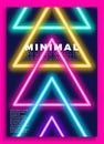 Neon poster, retro design, 80s Sci-Fi pattern, Futuristic Background. Flyer template. Shapes, motion, abstract, geometric vector Royalty Free Stock Photo