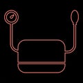 Neon pressure measuring apparatus medical device for measuring blood pressure pulse tonometer medical instrument icon black color Royalty Free Stock Photo