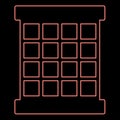 Neon prisoner window grid grate prison jail concept red color vector illustration image flat style