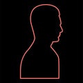 Neon profile side view portrait red color vector illustration image flat style