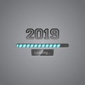 Neon progress bar showing loading of 2019 New Year. Vector.