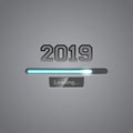 Neon progress bar showing loading of 2019 New Year. Vector.