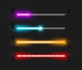 Neon progress bars and loaders vector illustration Royalty Free Stock Photo