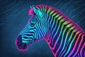 Neon psychedelic zebra waves on textured background. 1960s style generated by ai